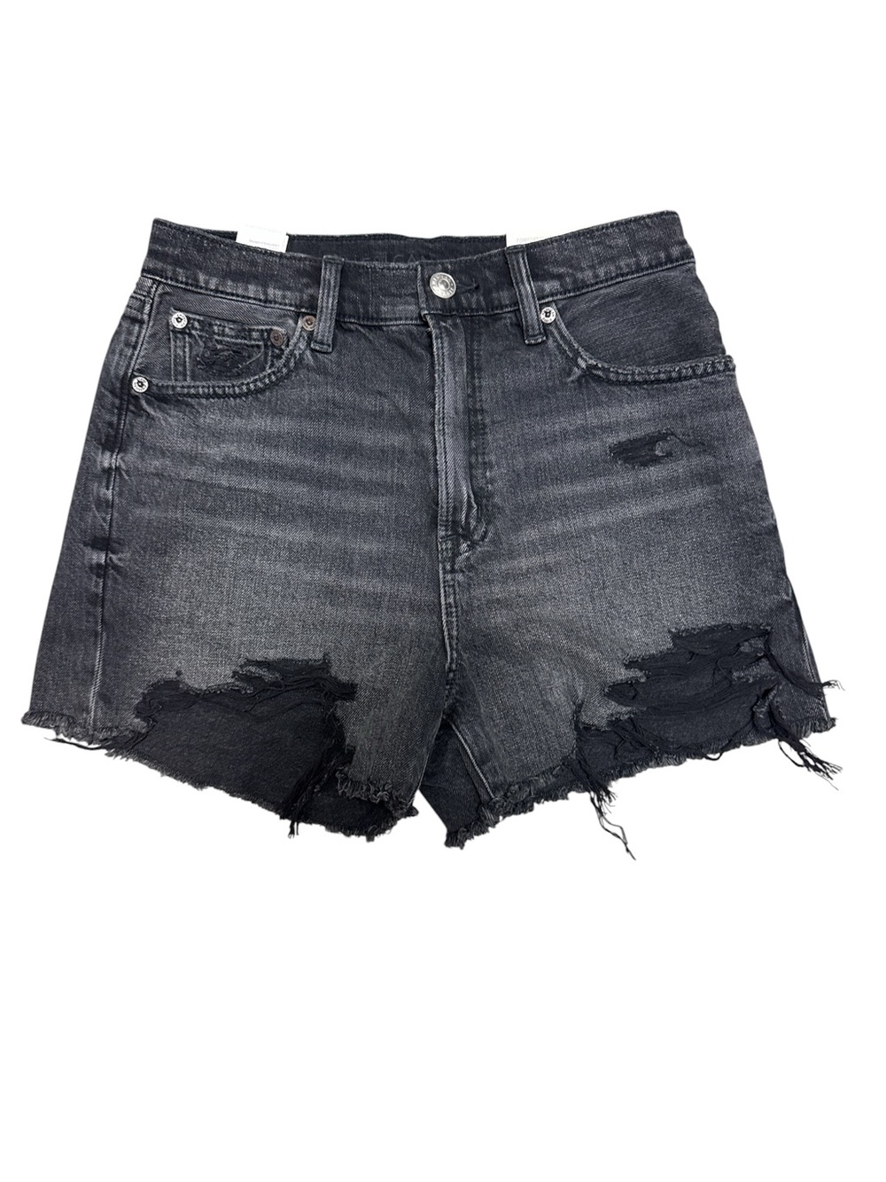 American Eagle Outfitters Black Distressed High-Rise Jean Shorts size 0